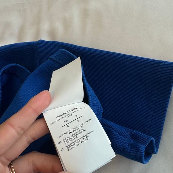 Off-White Off Stamp Blue Ribbed Crop T-Shirt Size S - Picture 7 of 9